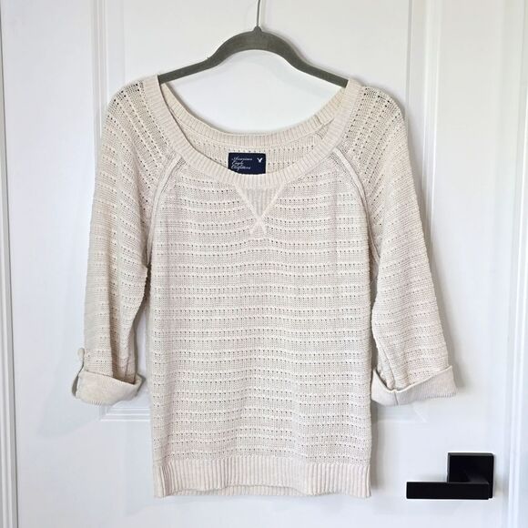 American Eagle Cream 3/4 Sleeve Sweater - Size XS - Picture 1 of 10